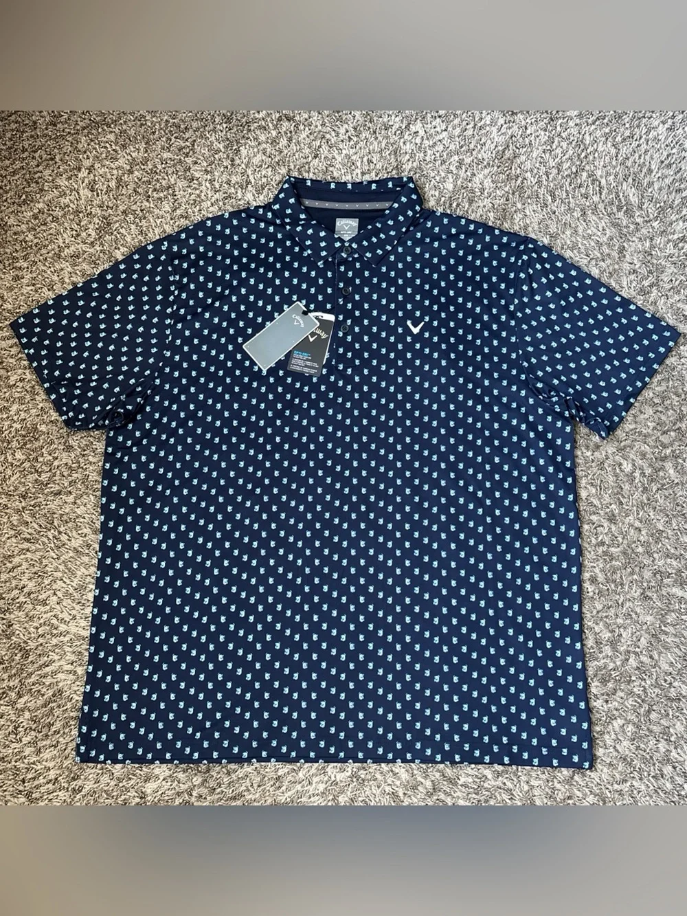 Callaway Navy Polo with Light Blue Micro Print